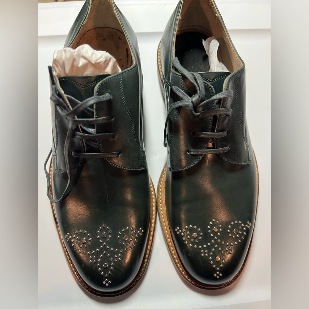New Dolce & Gabbana Cap Toe Leather Oxford Rare Green Dressing Shoes Size 7